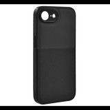 Szilikon telefonvédő (ütésállóság, mágneses, bőr hatású hátlap, csíkos) FEKETE Apple iPhone 16e "Gigapack csomagolás" (GP-167562) (GP-167562)