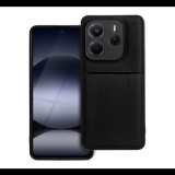 Szilikon telefonvédő (ütésállóság, mágneses, bőr hatású hátlap, csíkos) FEKETE Xiaomi Redmi Note 14 5G "Gigapack csomagolás" (GP-167563) (GP-167563)