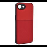 Szilikon telefonvédő (ütésállóság, mágneses, bőr hatású hátlap, csíkos) PIROS Apple iPhone 16e "Gigapack csomagolás" (GP-167569) (GP-167569)