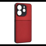 Szilikon telefonvédő (ütésállóság, mágneses, bőr hatású hátlap, csíkos) PIROS Xiaomi Redmi Note 14 4G "Gigapack csomagolás" (GP-168318) (GP-168318)