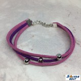 Színes, bogyós karkötő, rózsaszín és lila színben