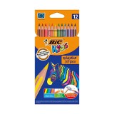 Színes ceruza BIC Kids Evolution hatszögletû hajlékony csíkos környezetbarát 12 darabos