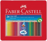 Színes ceruza FABER-CASTELL Grip háromszögletû fémdobozos 24 darabos