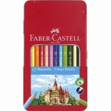 Színes ceruza FABER-CASTELL hatszögletû fémdobozos 12 darabos