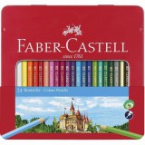 Színes ceruza FABER-CASTELL hatszögletû fémdobozos 24 darabos