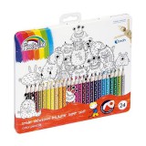 Színes ceruza FIORELLO extra puha háromszögletû fémdobozos 24 darabos