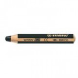 Színes ceruza, kerek, vastag, STABILO "Woody 3 in 1", fekete