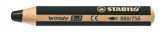 Színes ceruza, kerek, vastag, STABILO Woody 3 in 1, fekete (TST880750)