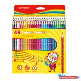 Színes ceruza készlet 18 cm háromszögletû Keyroad 48 különféle szín