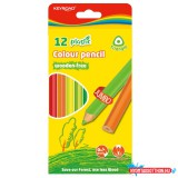 Színes ceruza készlet 4 mm famentes háromszögletû Keyroad Jumbo 12 különféle szín