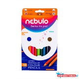 Színes ceruza készlet, háromszög vastag, Nebulo 12 különféle szín
