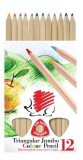 Színes ceruza készlet, háromszöglet&#369;, vastag, natúr, ico "süni", 12 különböz&#337; szín