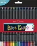 Színes ceruza készlet, háromszögletű, FABER-CASTELL "Black Edition", 24 különböző szín