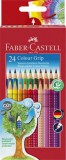 Színes ceruza készlet, háromszögletű, FABER-CASTELL Grip 2001, 24 különböző szín (TFC112424)