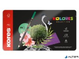 Színes ceruza készlet, háromszögletű, fém doboz, KORES "Kolores Selection", 72 különböző szín