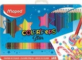 Színes ceruza készlet, háromszögletű, fém doboz, MAPED Color&#039;Peps Star, 48 különböző szín (IMA832058)