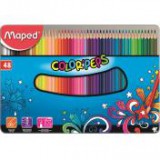 Színes ceruza készlet, háromszögletű, fém doboz, MAPED "Color`Peps", 48 különböző szín [48 db]