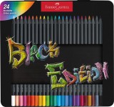 Színes ceruza készlet, háromszögletű, fémdobozban, FABER-CASTELL Black Edition, 24 különböző szín (TFC116425)