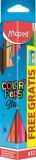 Színes ceruza készlet, háromszögletű, hegyezővel, MAPED Color&#039;Peps Star, 12 különböző szín (IMA183213)