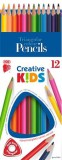 Színes ceruza készlet, háromszögletű, ICO "Creative kids", 12 különböző szín
