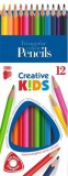 Színes ceruza készlet, háromszögletű, ICO Creative kids, 12 különböző szín (TICCK12)