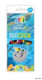 Színes ceruza készlet, háromszögletű, kétvégű, COOL BY VICTORIA "Duocolor", 24 különböző szín