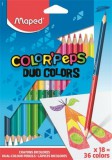 Színes ceruza készlet, háromszögletű, kétvégű, MAPED Color&#039;Peps Duo, 36 különböző szín (IMA829601)