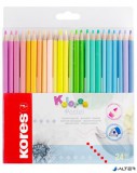 Színes ceruza készlet, háromszögletű, KORES 'Kolores Pastel', 24 pasztell szín