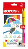 Színes ceruza készlet, háromszögletű, KORES Kolores, 12+2 különböző szín (IK93611)