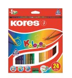 Színes ceruza készlet, háromszögletű, KORES Triangular, 24 különböző szín (IK100324)