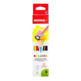 Színes ceruza készlet, háromszögletű, KORES Triangular, 6 különböző szín (IK100306)