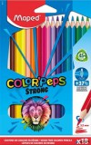 Színes ceruza készlet, háromszögletű, MAPED 'Color'Peps Strong', 18 különböző szín