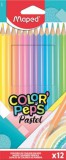 Színes ceruza készlet, háromszögletű, MAPED Color&#039;Peps Pastel, 12 különböző pasztell szín (IMA832069)