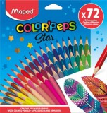 Színes ceruza készlet, háromszögletű, MAPED Color&#039;Peps Star, 72 különböző szín (IMA832072)