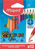 Színes ceruza készlet, háromszögletű, MAPED Color&#039;Peps Star Mini, 12 különböző szín (IMA832500)