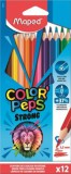 Színes ceruza készlet, háromszögletű, MAPED Color&#039;Peps Strong, 12 különböző szín (IMA862712)