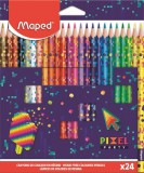 Színes ceruza készlet, háromszögletű, MAPED Pixel Party, 24 különböző szín (IMA862206)