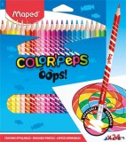 Színes ceruza készlet, háromszögletű, radírozható, MAPED "Color'Peps Oops", 24 különböző szín