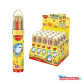 Színes ceruza készlet háromszögletû, rakéta palackban Keyroad 12 különféle szín