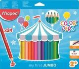 Színes ceruza készlet, háromszögletű, vastag, MAPED Jumbo, 24 különböző szín (IMA834013)