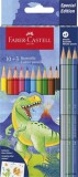 Színes ceruza készlet, hatszögletű, FABER-CASTELL'Dinoszaurusz' 10+3 különböző szín