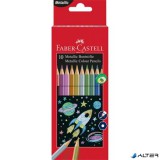 Színes ceruza készlet, hatszögletű, FABER-CASTELL, 10 különböző metál szín