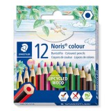 Színes ceruza készlet, hatszögletű, félhosszú, STAEDTLER Noris Colour 185, 12 különböző szín (TS18501C12)