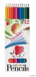 Színes ceruza készlet, hatszögletű, hajlékony, ICO 'Süni', 12 különböző szín