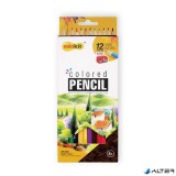 Színes ceruza készlet, hatszögletű, hegyezővel, COLOKIT, 12 különböző szín