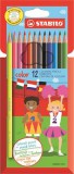 Színes ceruza készlet, hatszögletű, STABILO Color, 12 különböző szín (TST19127703)