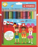 Színes ceruza készlet, hatszögletű, STABILO Color, 24 különböző szín (TST192477)