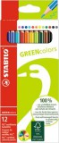 Színes ceruza készlet, hatszögletű, STABILO GreenColors, 12 különböző szín (TST6019121)