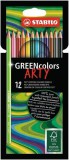 Színes ceruza készlet, hatszögletű, STABILO GreenColors ARTY, 12 különböző szín (TST6019121A)