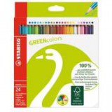 Színes ceruza készlet, hatszögletű, STABILO "GreenColours", 24 különböző szín [24 db]